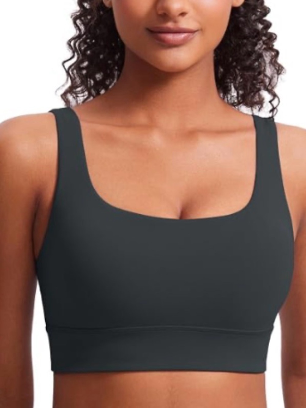CRZ YOGA Butterluxe U Back Longline Sports Bras for Women - Melanite Grey, M